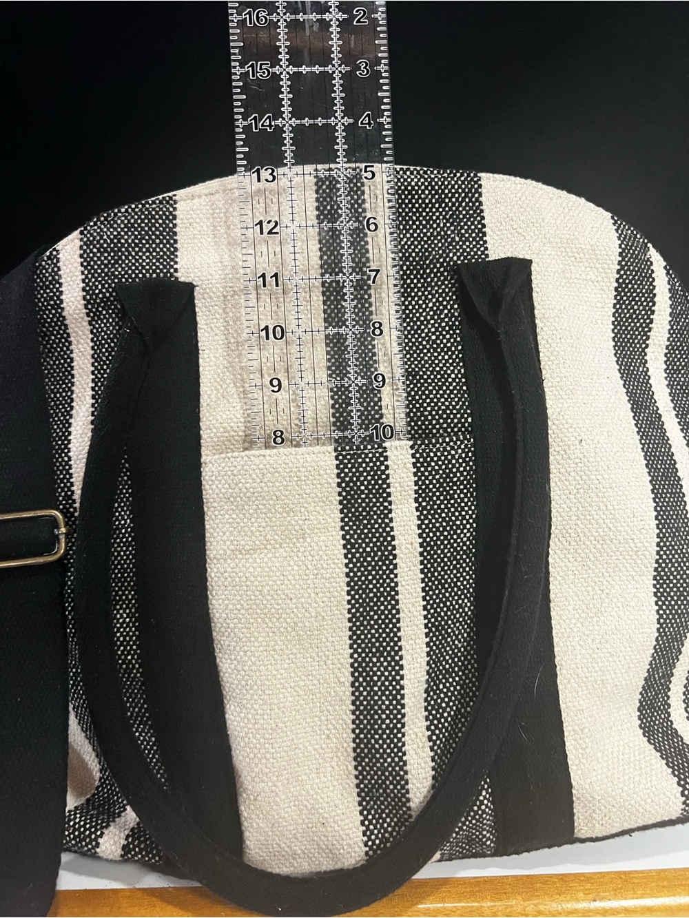 Universal Thread Cream Canvas Tote with Black Logo weekender - Picture 2 of 6